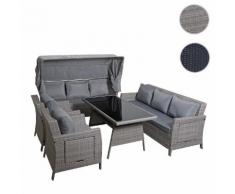 Poly-Rattan Garnitur HWC-F74, Sitzgruppe Gartengarnitur Lounge mit Sonnendach ~ Variantenangebot