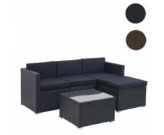 Poly-Rattan Garnitur HWC-F40, Gartengarnitur Sitzgruppe 3er Sofa Tisch Ottomane ~ Variantenangebot