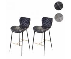 2x Barhocker HWC-E55, Barstuhl Tresenhocker, Vintage goldfarbene Streben ~ Variantenangebot