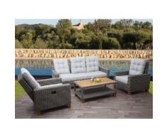 Gartengarnitur HWC-G28, Sitzgruppe Lounge-Set, Akazie Holz halbrundes Rattan, verstellbar ~ Variantenangebot