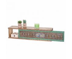 Wandregal HWC-A43, Hängeregal Regal, Tanne Holz massiv Vintage Patchwork 65x16x13cm ~ Variantenangebot