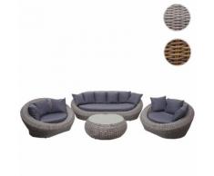 4-1-1 Poly Rattan Garnitur HWC-F88, Gartengarnitur Lounge, halbrundes Rattan Alu-Gestell oval ~ Variantenangebot