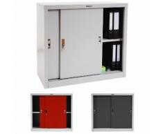 Aktenschrank Valberg T333, Metallschrank Büroschrank Stahlschrank, 2 Schiebetüren 83x91x46cm, grau ~ Variantenangebot