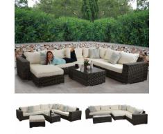 Luxus Poly-Rattan Sofa-Garnitur Melilla, Lounge-Set Gartengarnitur, Alu-Gestell ~ Variantenangebot