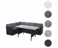 Poly-Rattan-Garnitur HWC-A29, Gartengarnitur Sitzgruppe Lounge-Esstisch-Set, schwarz ~ Variantenangebot