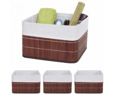 4x Aufbewahrungskorb HWC-C21, Korb Aufbewahrungsbox Ordnungsbox Sortierbox Regalkorb, Bambus braun ~ Variantenangebot