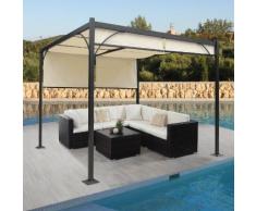 Pergola Granada, Garten Pavillon Terrassenüberdachung, stabiles 6cm-Alu-Gestell + Schiebedach 3x3m ~ Variantenangebot