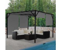 Pergola Baia, Garten Pavillon Terrassenüberdachung, stabiles 6cm-Stahl-Gestell + Schiebedach grau ~ Variantenangebot