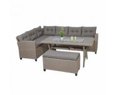 Poly Rattan Garnitur HWC-E96, Gartengarnitur Sitzgruppe Lounge-Set, 238cm Spun Poly Tischplatte WPC grau ~ Variantenangebot