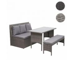 Poly-Rattan Garnitur HWC-G16, Gartengarnitur, Gastronomie 2er Sofa Tisch Bank ~ Variantenangebot