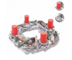 Adventskranz XXL rund, Weihnachtsdeko Tischkranz, Holz Ø 48cm weiß-grau ~ Variantenangebot