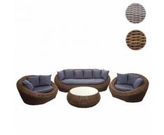 4-1-1 Poly Rattan Garnitur HWC-F88, Gartengarnitur Lounge, halbrundes Rattan Alu-Gestell oval ~ Variantenangebot