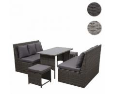 Poly-Rattan Garnitur HWC-G16, Gartengarnitur, Gastronomie 2x2er Sofa Tisch 2xHocker ~ Variantenangebot