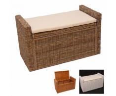 Aufbewahrungstruhe Truhe Sitzbank M92 Rattan mit Kissen 88cm ~ Variantenangebot