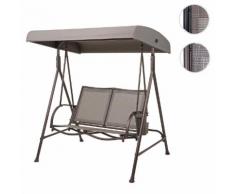 Hollywoodschaukel HWC-F89, Gartenschaukel Bank, 2-Sitzer verstellbares Dach Taschen 160cm Metall ~ Variantenangebot