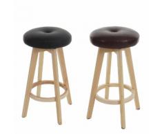 2x Barhocker Navan, Barstuhl Tresenhocker, Holz Kunstleder drehbar ~ Variantenangebot