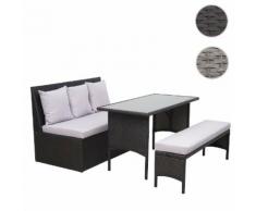 Poly-Rattan Garnitur HWC-G16, Garten-/Lounge-Set Sitzgruppe, Gastronomie 2er Sofa Tisch Bank ~ Variantenangebot