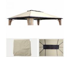 Ersatzbezug 365x265cm für Dach Pergola Pavillon HWC-C44 3x4m, creme ~ Variantenangebot
