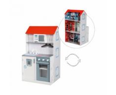 2in1 Feuerwehr-Spielhaus und Kinderküche aus Holz