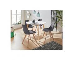 INOSIGN Essgruppe »Veneto«, (5-tlg), aus massivem Kiefernholz, bestehend aus Cody Esstisch 105 cm und 4er Set Veneto Stühle, grau