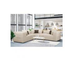 Places of Style Ecksofa »Novum«, gleichschenklig, wahlweise Holzregal in Armlehne links oder rechts, beige, Struktur fein, 261 cm x 87 cm x 261 cm