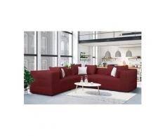 Places of Style Ecksofa »Novum«, gleichschenklig, wahlweise Holzregal in Armlehne links oder rechts, rot, Struktur fein, 261 cm x 74 cm x 261 cm