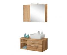 HELD MÖBEL Waschtisch-Set »Davos«, (Set, 3-tlg), mit Hängeschrank und Spiegelschrank, braun, A++