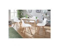 INOSIGN Essgruppe »Veneto«, (5-tlg), aus massivem Kiefernholz, bestehend aus Cody Esstisch 120 cm und 4er Set Veneto Stühle, weiß
