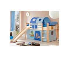Ticaa Hochbett »Manuel« mit Rolllattenrost und Textil-Set, blau