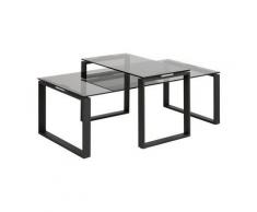 andas Couchtisch »Karolina« (Set, 2-St), aus rauchfarbigen Glas und schönem pulverbeschichtetem Metallgestell