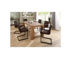 Home affaire Essgruppe »Bine«, (Set, 7-tlg), bestehend aus 6 Sabine Stühlen mit Armlehne und dem Maggie Esstisch akazienatur, beige