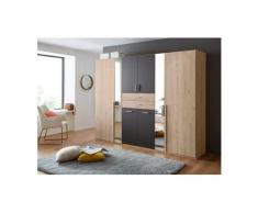 Wimex Kleiderschrank »Vanea« mit Wäschekorb und Schubkästen, Hickory-Oak/Graphitfarben