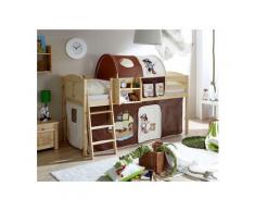 Ticaa Hochbett »Eric« mit Rolllattenrost und Textil-Set, braun