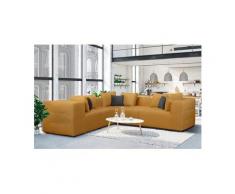 Places of Style Ecksofa »Novum«, gleichschenklig, wahlweise Holzregal in Armlehne links oder rechts, rosa, Struktur fein, 261 cm x 87 cm x 261 cm