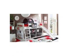 Ticaa Hochbett »Kenny« mit Rolllattenrost und Textil-Set, schwarz