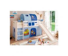 Ticaa Hochbett »Manuel« mit Rolllattenrost und Textil-Set, blau