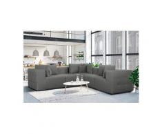 Places of Style Ecksofa »Novum«, gleichschenklig, wahlweise Holzregal in Armlehne links oder rechts, grau, Struktur, 261 cm x 87 cm x 261 cm