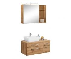 HELD MÖBEL Waschtisch-Set »Davos«, (Set, 3-tlg), mit Regal und Spiegelschrank, braun, A++