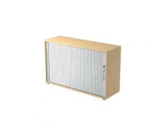 Hammerbacher Rolladenschrank Matrix Ahorn, Silber 1.200 x 400 x 748 mm