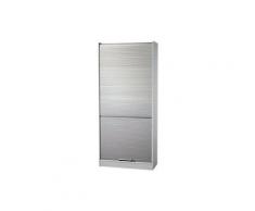 Hammerbacher Rolladenschrank Matrix Lichtgrau, Silber 900 x 400 x 2.004 mm