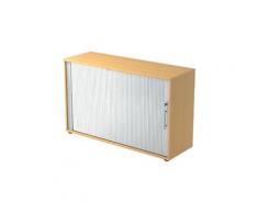 Hammerbacher Rolladenschrank Matrix Buche, Silber 1.200 x 400 x 748 mm