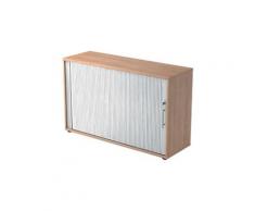 Hammerbacher Rolladenschrank Matrix Nussbaum, Silber 1.200 x 400 x 748 mm