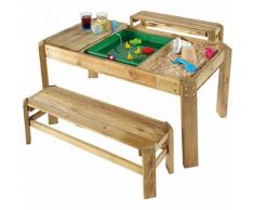 Spieltisch mit Bänken aus Holz
