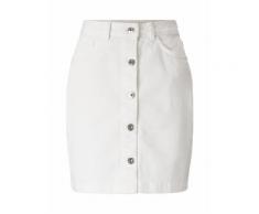 TOM TAILOR DENIM Damen Mini Rock mit Knopfleiste in A-Linie, weiß, unifarben, Gr.XL