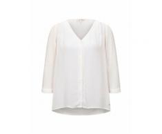 TOM TAILOR DENIM Damen Blusenshirt mit Knopfleiste, weiß, unifarben, Gr.XS