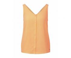 TOM TAILOR DENIM Damen Ärmellose Bluse mit Knopfleiste, orange, Gr.L