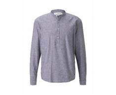 TOM TAILOR DENIM Herren Hemd mit halber Knopfleiste, schwarz, Gr.S