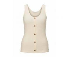 TOM TAILOR DENIM Damen Geripptes Top mit Knopfleiste, beige, unifarben, Gr.M