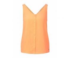 TOM TAILOR DENIM Damen Ärmellose Bluse mit Knopfleiste, orange, Gr.XL