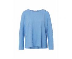 TOM TAILOR DENIM Damen Langarmshirt mit seitlicher Knopfleiste, blau, unifarben, Gr.XL